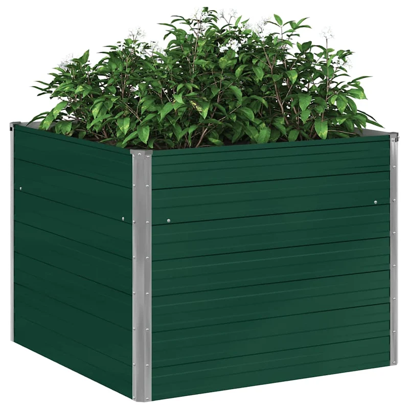 Jardinera Elevada De Acero Galvanizado Verde 100x100x77 Cm