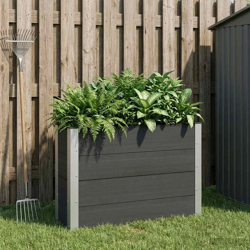 Arriate Elevado Negro 100 X 30 X 72 Cm Wpc Y Aluminio