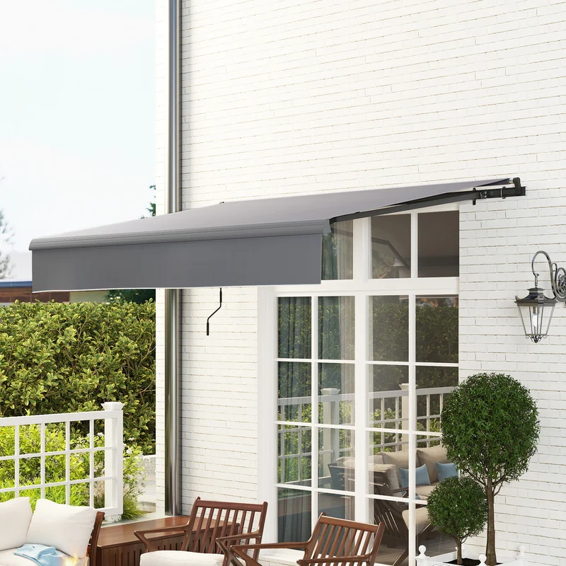 Outsunny Toldo Manual Retráctil 3x2 M Ajustable Con Manivela Protección Uv50+