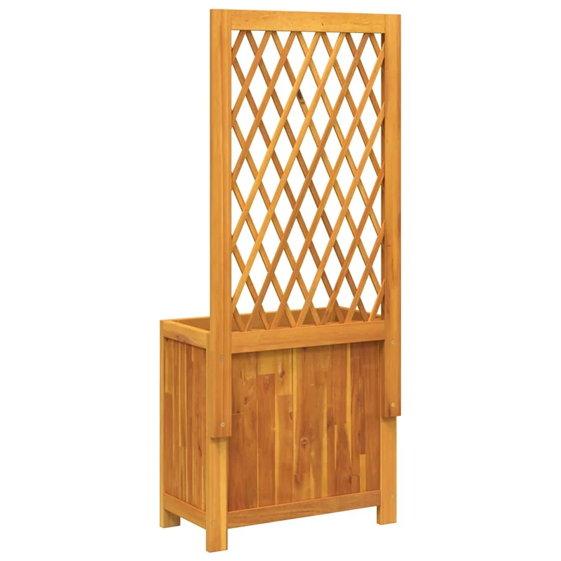 Jardinera Con Enrejado Y Estante Acacia Maciza 55x29,5x132 Cm