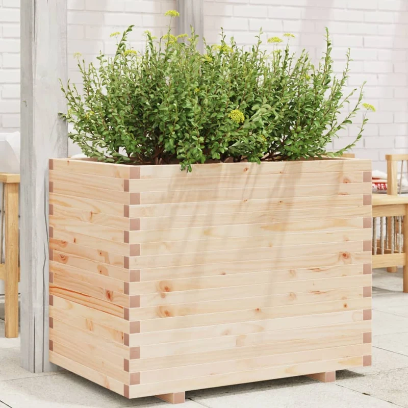 Jardinera Madera Maciza De Pino 90x60x72 Cm
