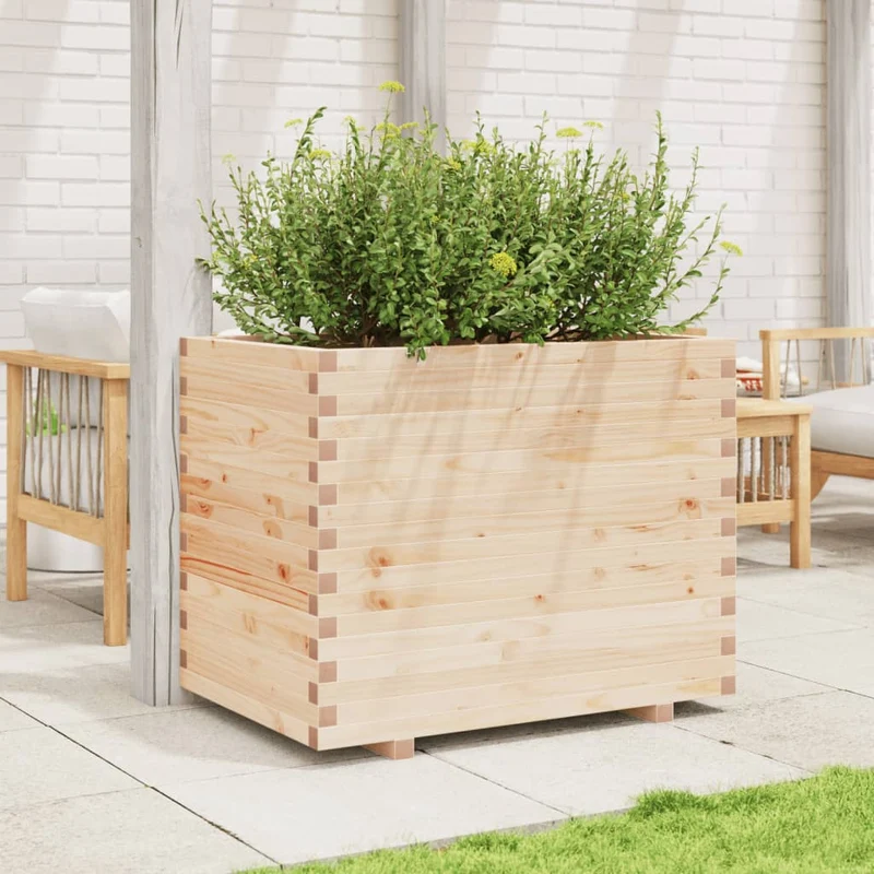 Jardinera Madera Maciza De Pino 90x60x72 Cm