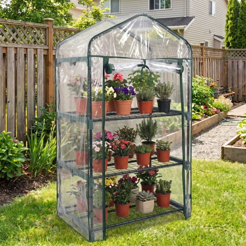 Invernadero Jardín 3 Alturas Pvc Impermeable Nyana Garden Acero Resistente Ideal Invierno