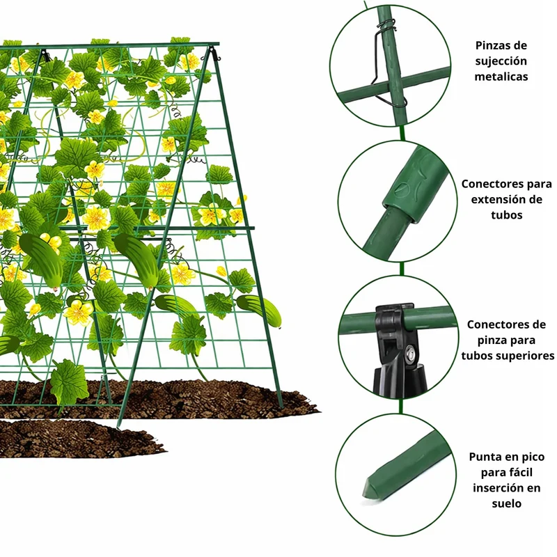 Soporte Enrejado Trepadoras 122x122 Cm Con Red Nyana Garden | Estructura En A | Huerto Y Jardín