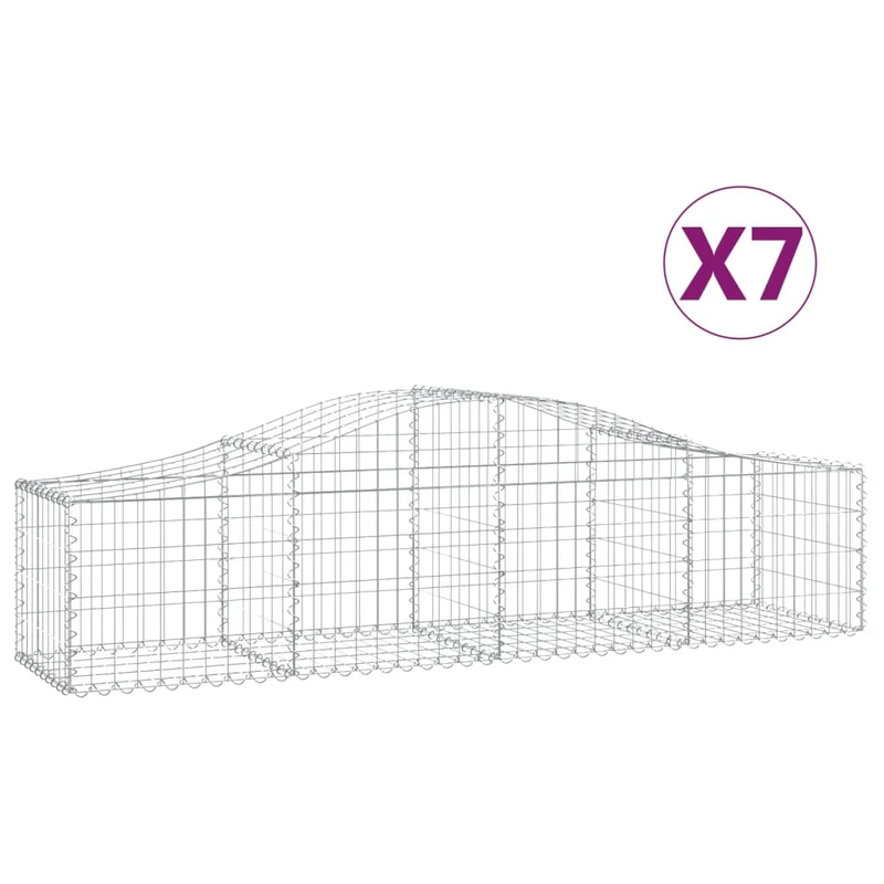 Cestas De Gaviones 7 Uds Forma De Arco Hierro 200x50x40/60 Cm