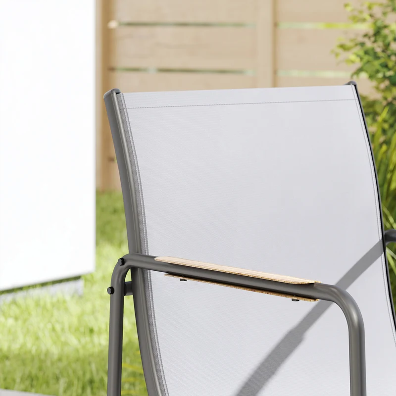 Outsunny Conjunto De Mesa Y Sillas Jardín De 7 Piezas Con Sillas Transpirables