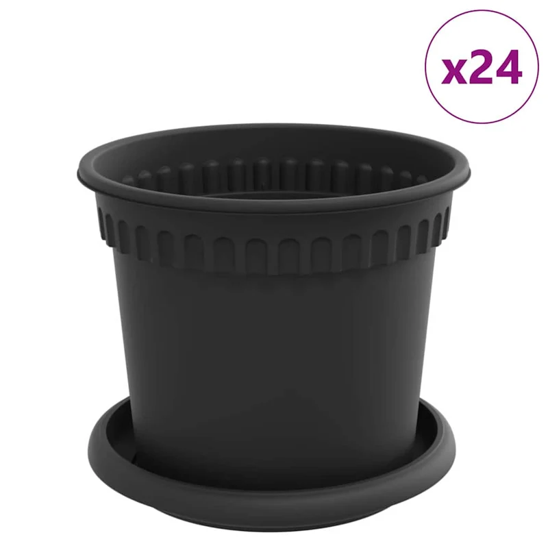 Macetas 24 Uds. Negro Plástico