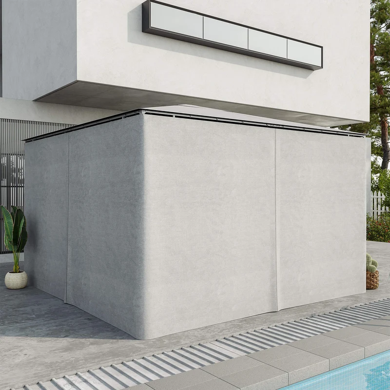 Outsunny 4 Paredes Laterales Para Cenador 3,5x2 M Sin Ventanas Gris Claro