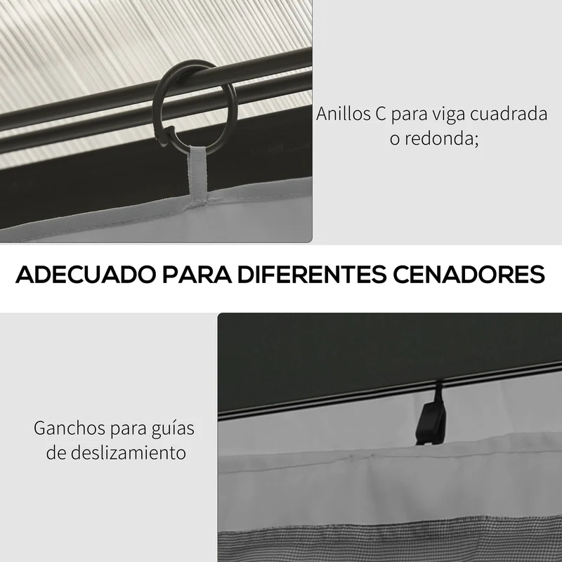 Outsunny 4 Paredes Laterales Para Cenador 3,5x2 M Sin Ventanas Gris Claro