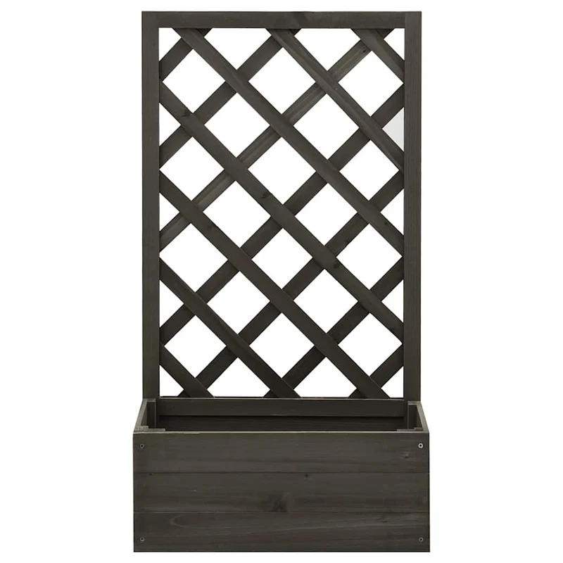Jardinera Enrejada De Jardín Madera Abeto Gris 50x25x90 Cm