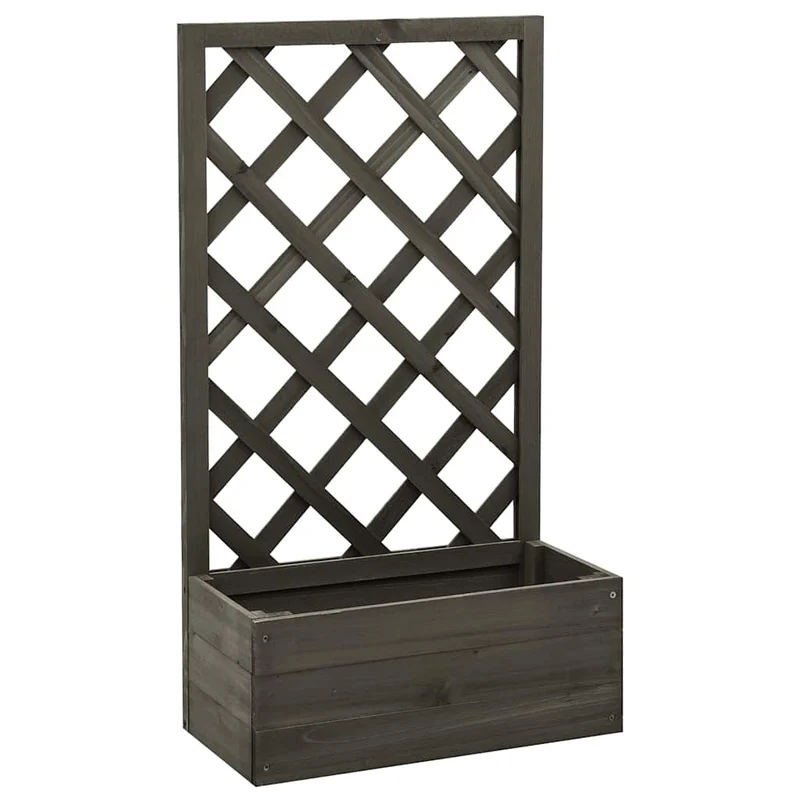 Jardinera Enrejada De Jardín Madera Abeto Gris 50x25x90 Cm