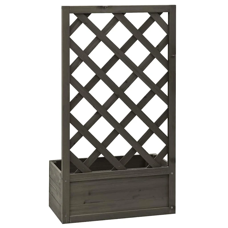 Jardinera Enrejada De Jardín Madera Abeto Gris 50x25x90 Cm