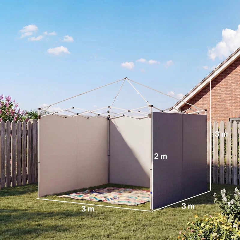 Outsunny 3 Paredes Laterales Para Carpas De 3x3 M Con Cremallera 300x200 Cm