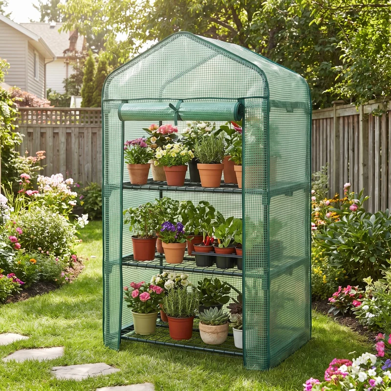 Invernadero Jardín 3 Alturas Malla Pe Ventilada Nyana Garden Acero Resistente Ideal Verano