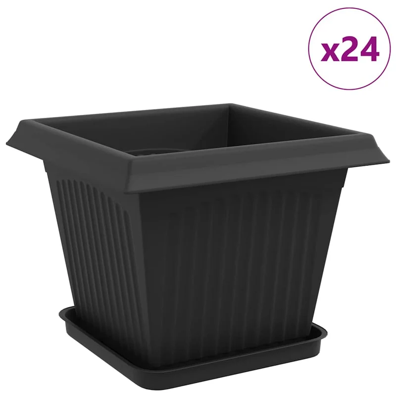 Macetas 24 Uds. Negro Plástico