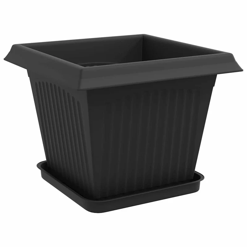 Macetas 24 Uds. Negro Plástico