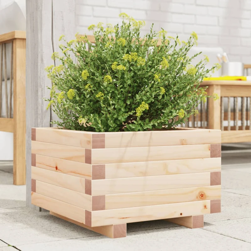 Jardinera De Madera Maciza De Pino 40x40x26,5 Cm