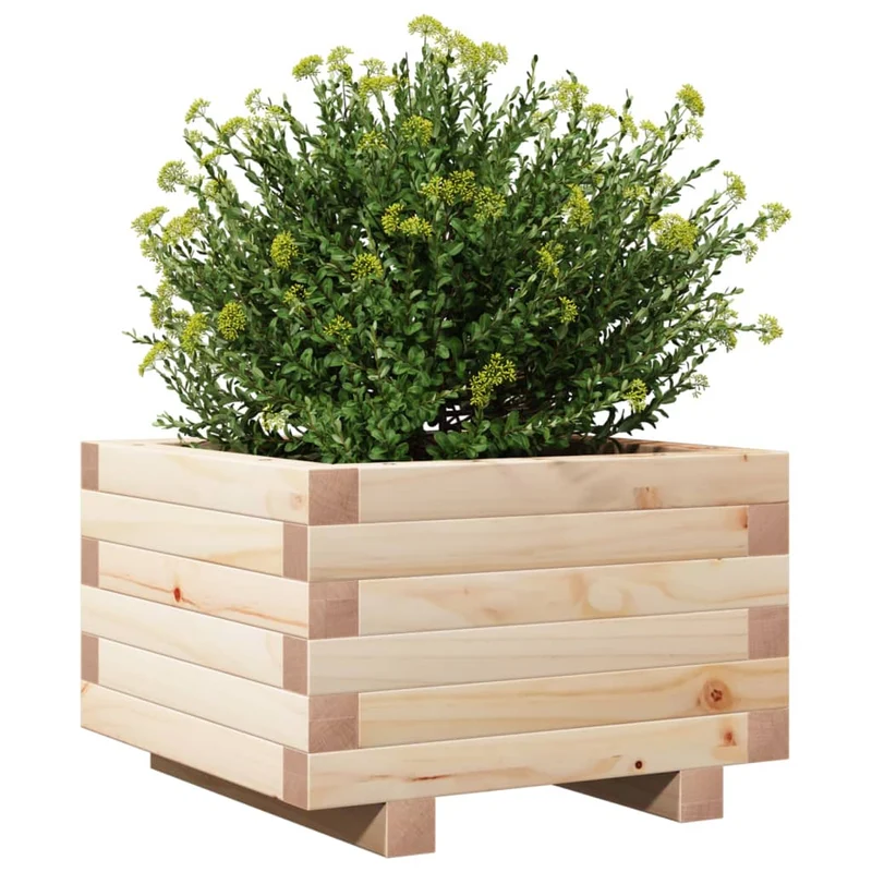 Jardinera De Madera Maciza De Pino 40x40x26,5 Cm