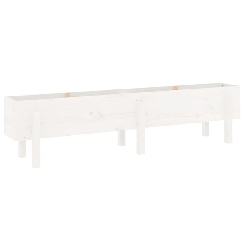 Arriate Elevado De Jardín Madera Maciza Pino Blanco 160x30x38cm