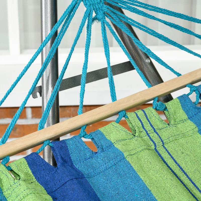 Outsunny Hamaca Con Soporte Plegable 2 En 1 Tendedero Con Barra 270x100x94 Cm