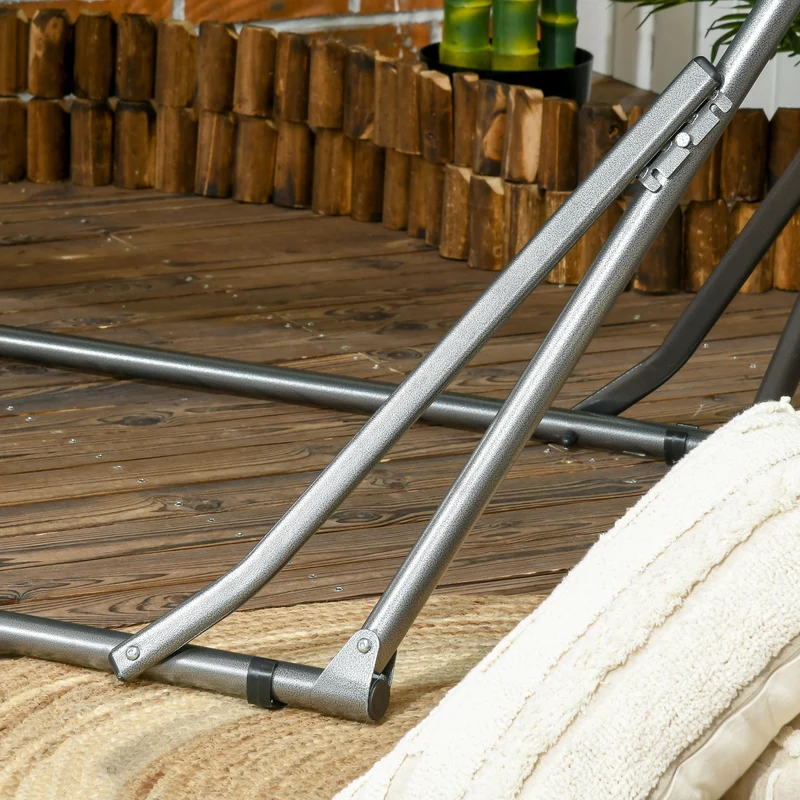 Outsunny Hamaca Con Soporte Plegable 2 En 1 Tendedero Con Barra 270x100x94 Cm