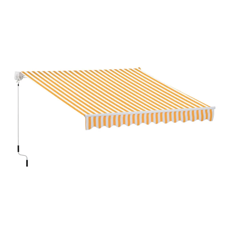 Outsunny Toldo Manual Retráctil Plegable Con Manivela Exterior 295x245cm Naranja