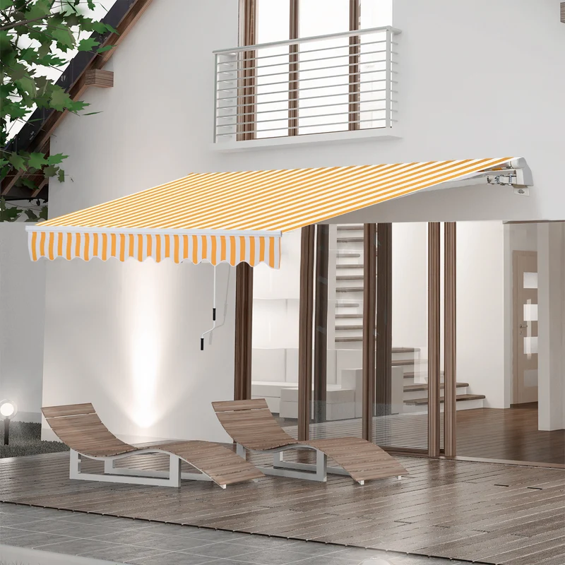 Outsunny Toldo Manual Retráctil Plegable Con Manivela Exterior 295x245cm Naranja