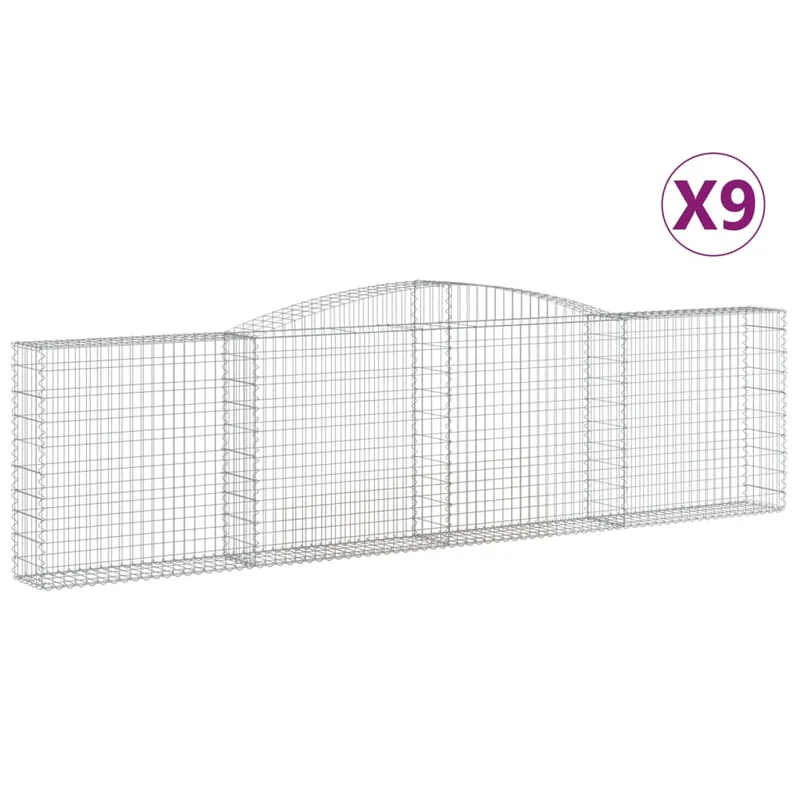 Cestas De Gaviones 9 Uds Forma De Arco Hierro 400x30x100/120 Cm