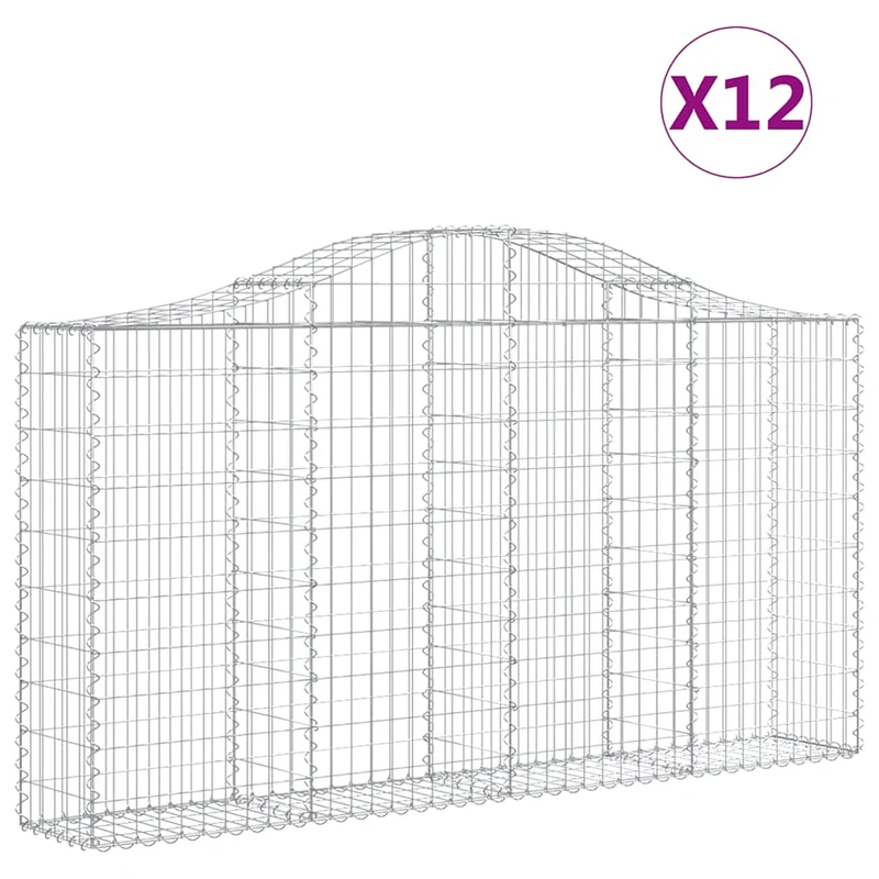Cestas De Gaviones 12 Uds Forma Arco Hierro 200x30x100/120 Cm