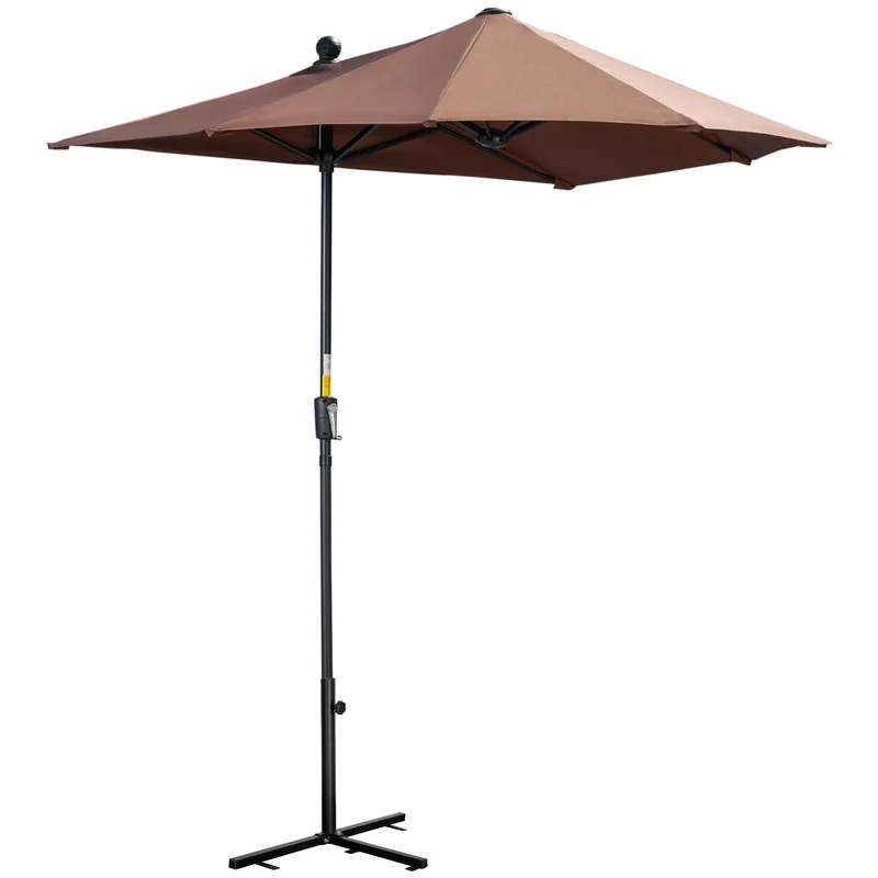 Outsunny Sombrilla De Pared Jardín 200x190x240cm Con Manivela Para Terraza Café
