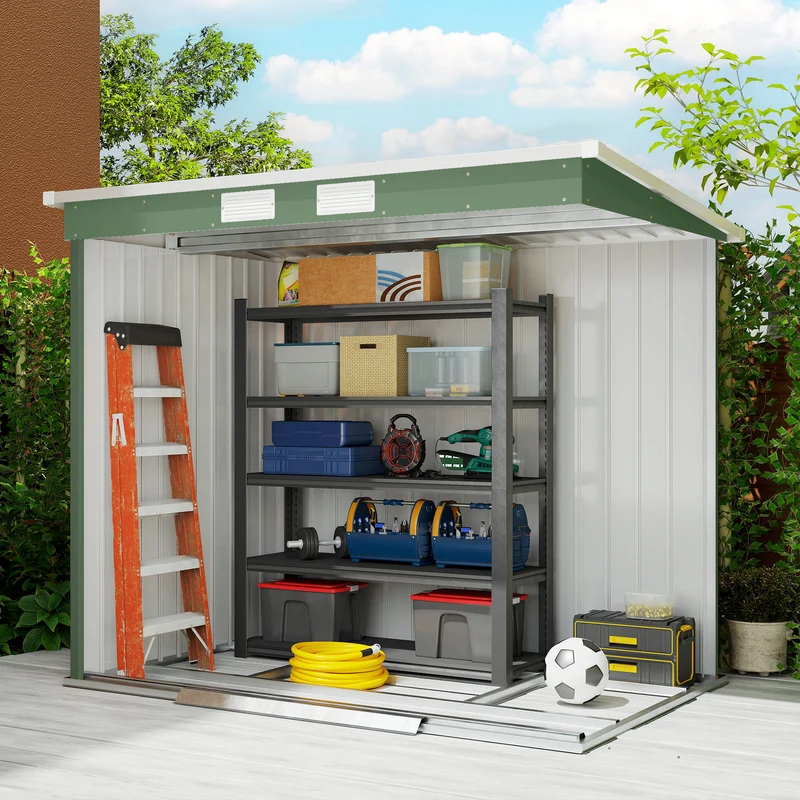 Outsunny Cobertizo De Jardín 213x130x172 Cm Base 2,42m² Con 2 Puertas Correderas