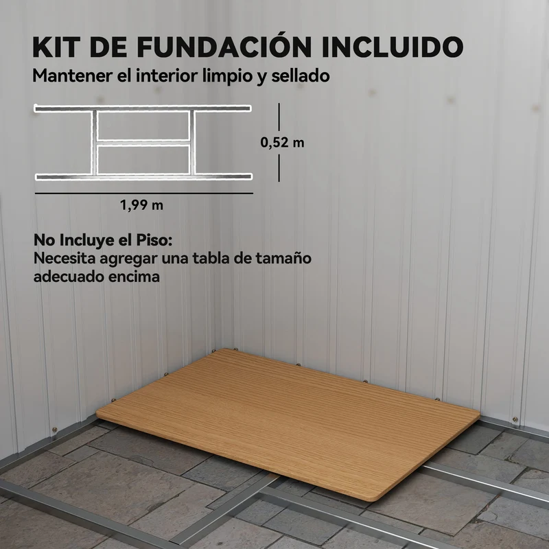 Outsunny Cobertizo De Jardín 213x130x172 Cm Base 2,42m² Con 2 Puertas Correderas