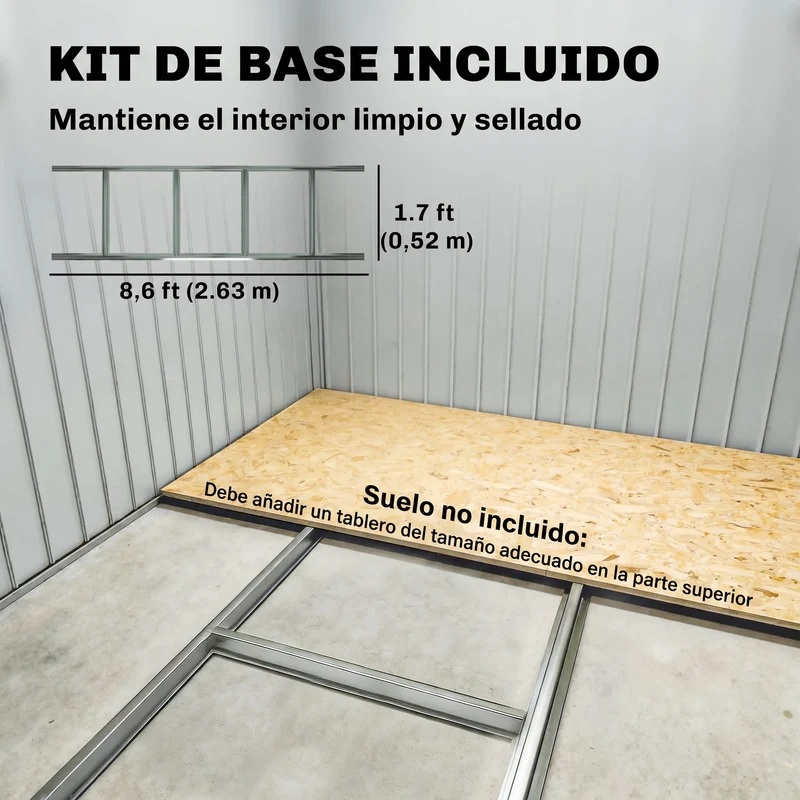 Outsunny Cobertizo De Jardín 280x130x172 Cm Base De 3,2 M² Con 2 Puertas Verde
