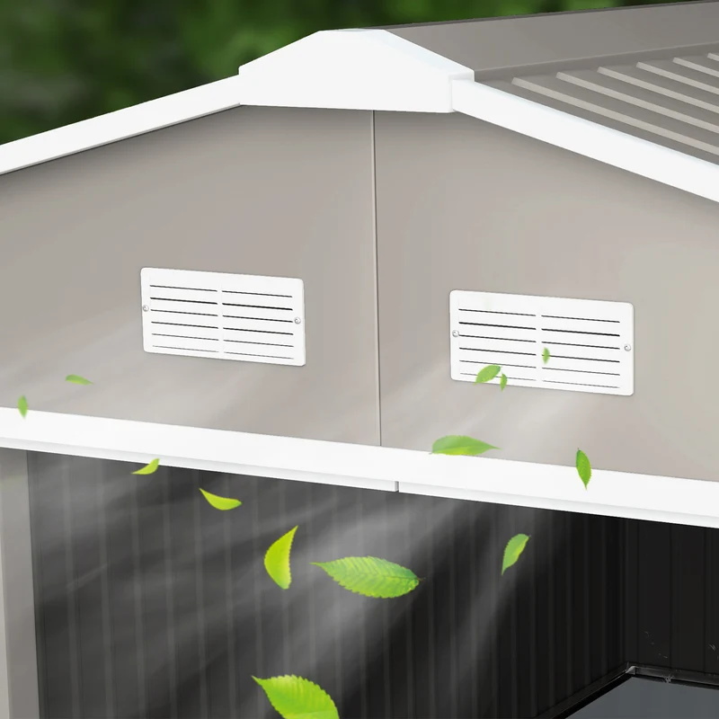 Outsunny Caseta De Jardín De Exterior 12,4 M² 340x386x200 Cm Gris Claro