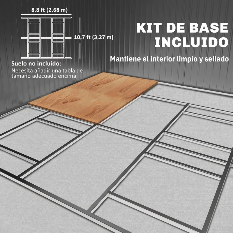 Outsunny Caseta De Jardín De Exterior 12,4 M² 340x386x200 Cm Gris Claro