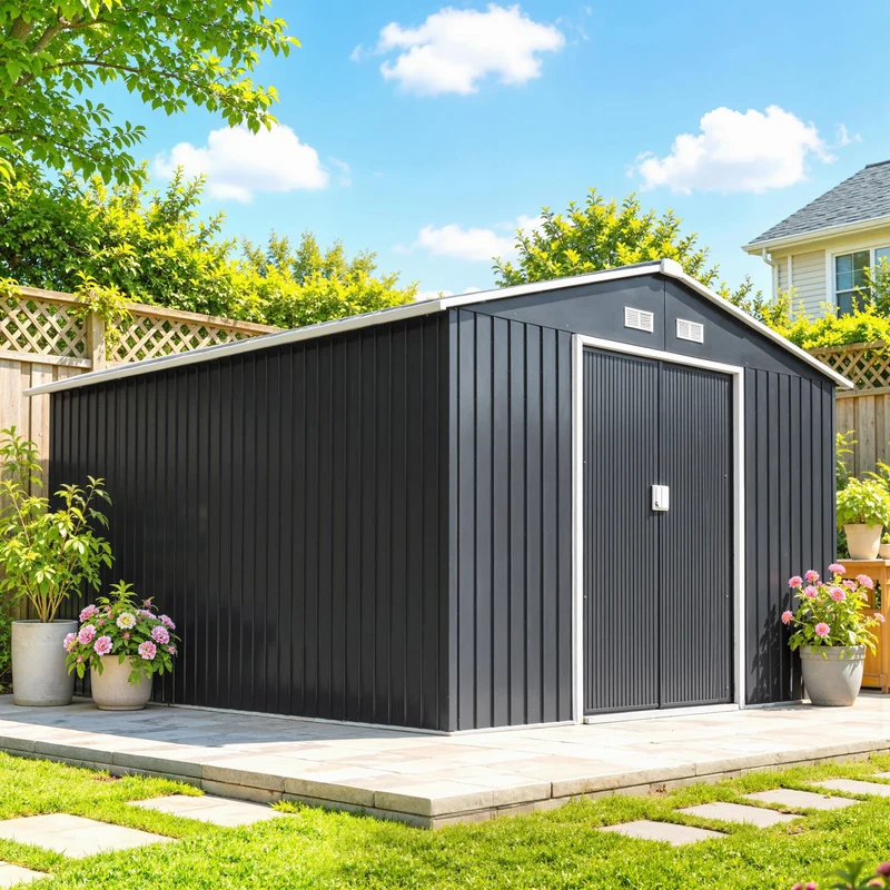 Outsunny Caseta De Jardín De Exterior 8,3 M² 277x322x192 Cm Gris