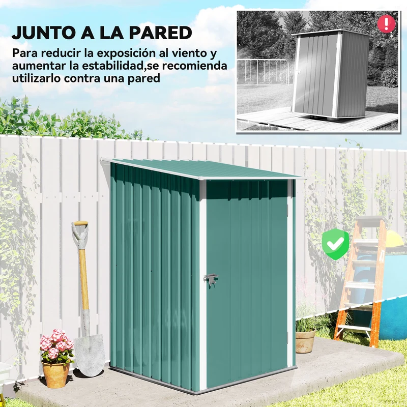 Outsunny Cobertizo De Jardín De Exterior 0,92 M² 100x103x160 Cm Verde