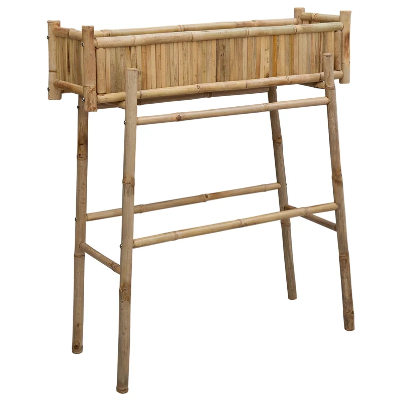 Jardín Macetero Con Soporte Natural 100 X 38 X 114 Cm Bambú