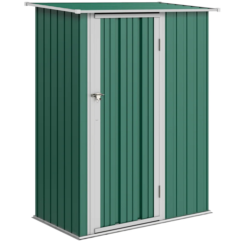 Outsunny Caseta De Jardín 1,07m² 142x86x189cm Metálico Con Puerta Verde
