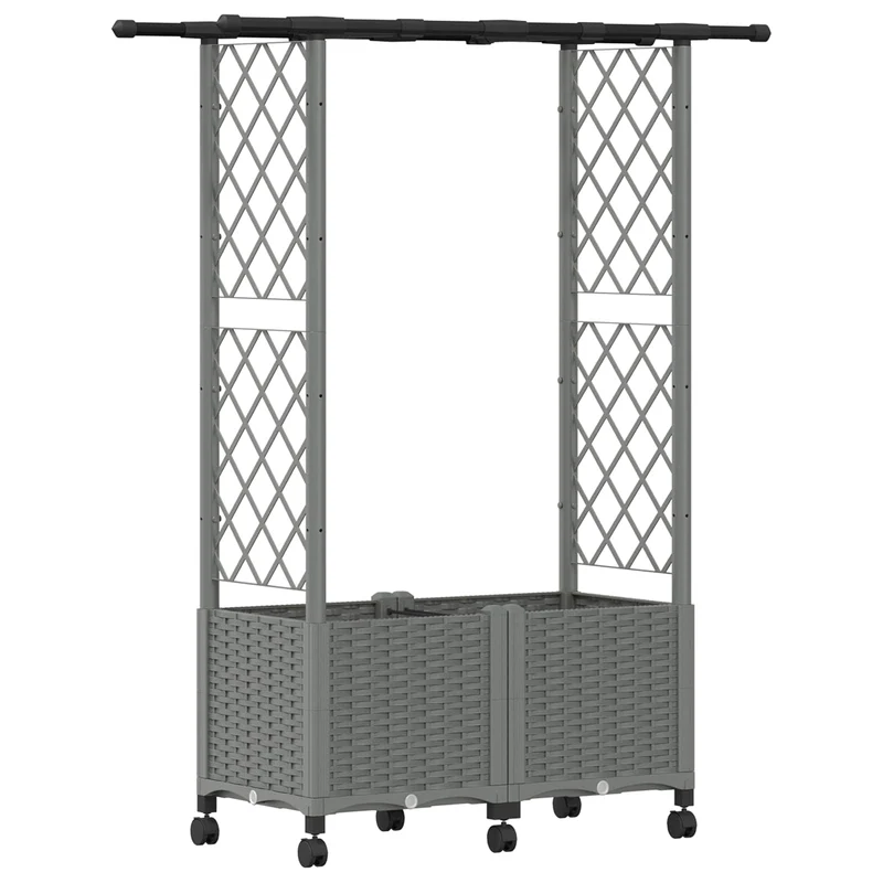 Cama Elevada Con Trellis Y Techo Gris Claro 124,5 X 40 X 142 Cm