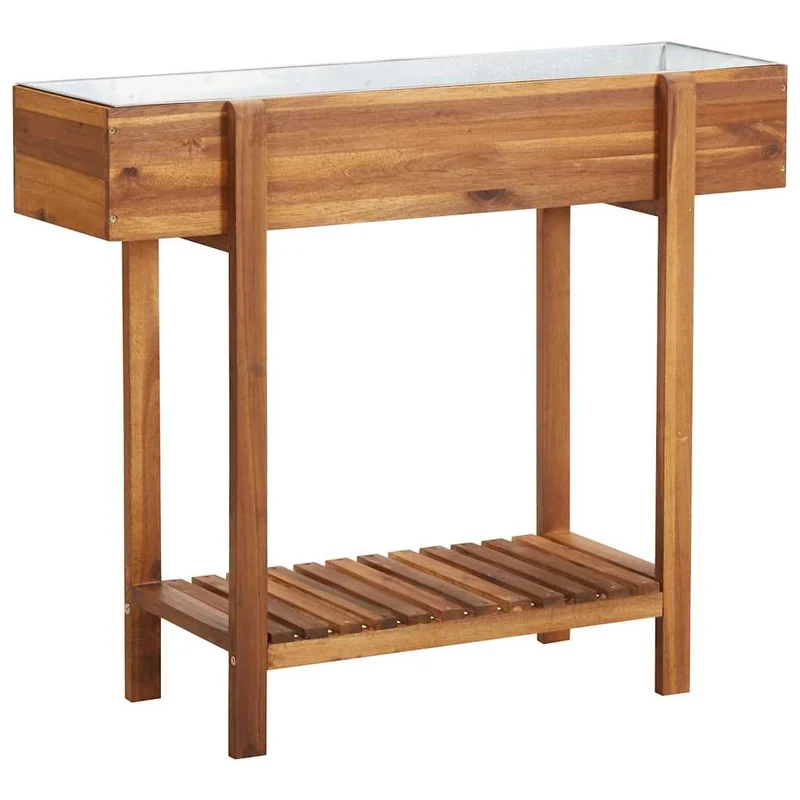 Arriate De Madera Maciza De Acacia Y Zinc