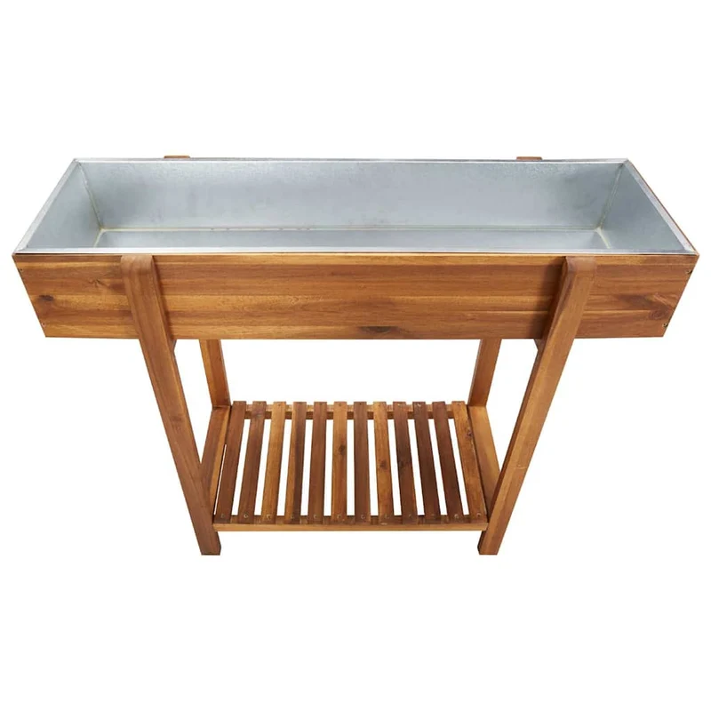 Arriate De Madera Maciza De Acacia Y Zinc