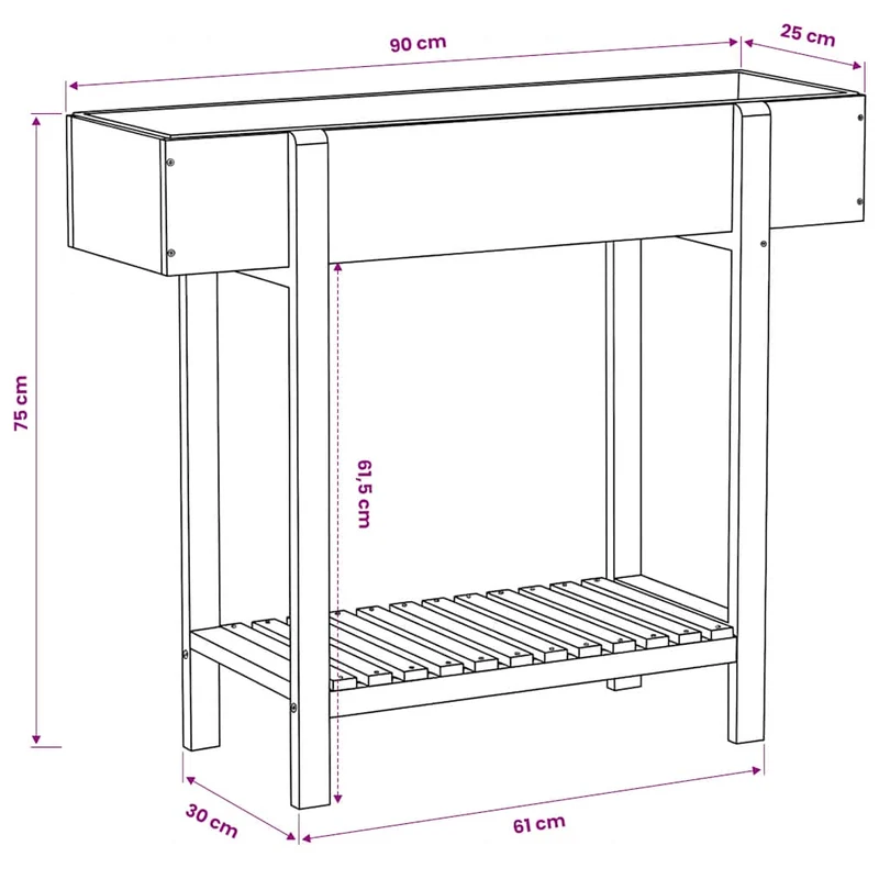Arriate De Madera Maciza De Acacia Y Zinc