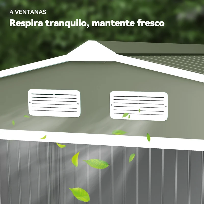Outsunny Caseta De Jardín De Exterior 4,9 M² 277x195x192 Cm Verde Claro