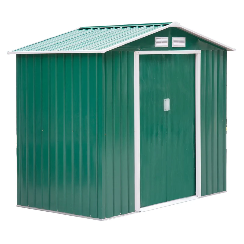 Outsunny Caseta De Jardín 213x130x185 Cm Con 2 Puertas Correderas Y 4 Ventanas