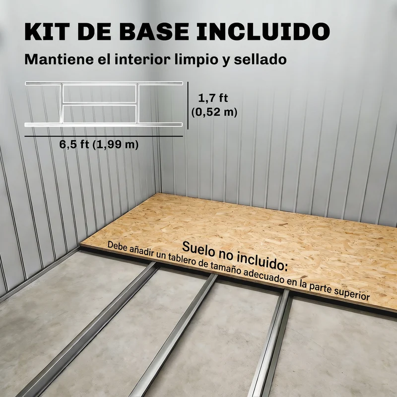 Outsunny Caseta De Jardín 213x130x185 Cm Con 2 Puertas Correderas Y 4 Ventanas