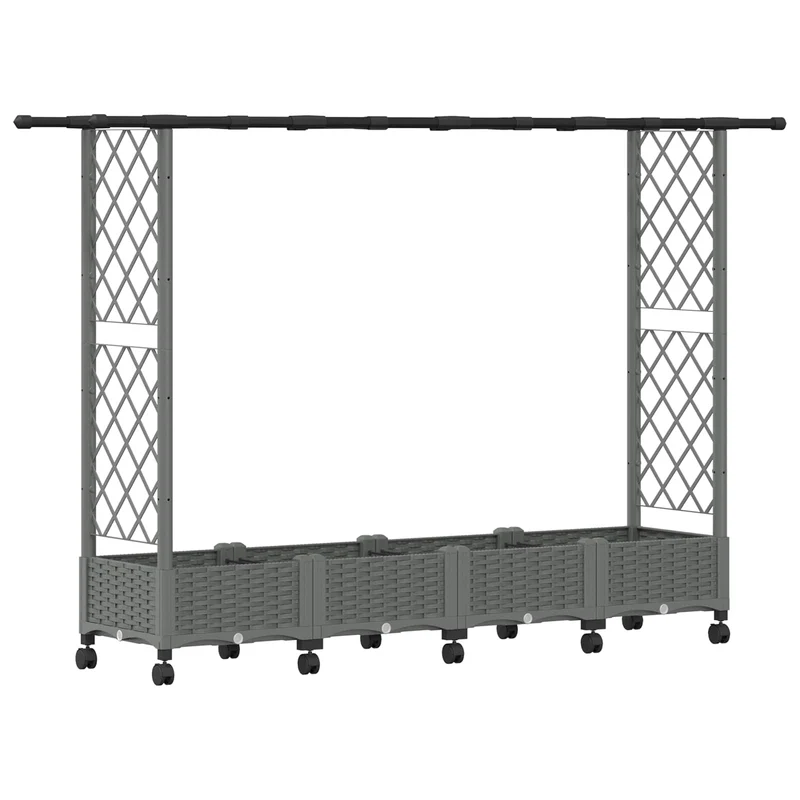 Cama Elevada Con Trellis Y Techo Gris Claro 203 X 40 X 127 Cm