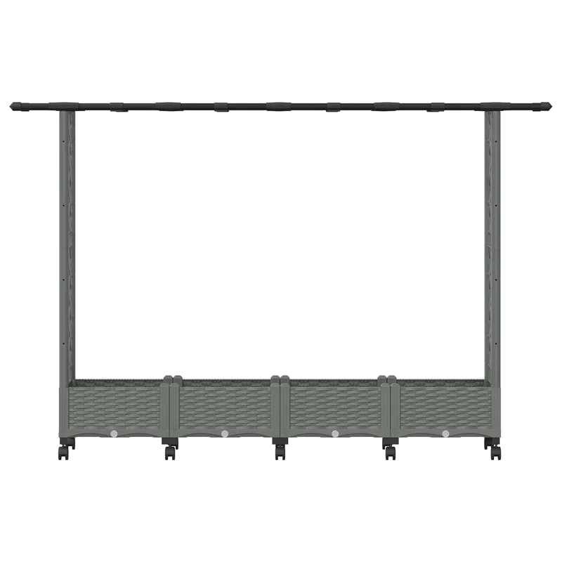 Cama Elevada Con Trellis Y Techo Gris Claro 203 X 40 X 127 Cm
