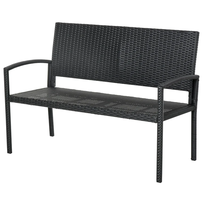 Outsunny Banco Jardín Lounge Silla 2 Plazas Mueble Exterior Terraza 2 Plazas