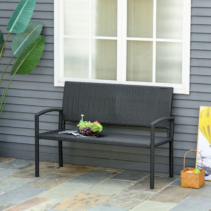 Outsunny Banco Jardín Lounge Silla 2 Plazas Mueble Exterior Terraza 2 Plazas